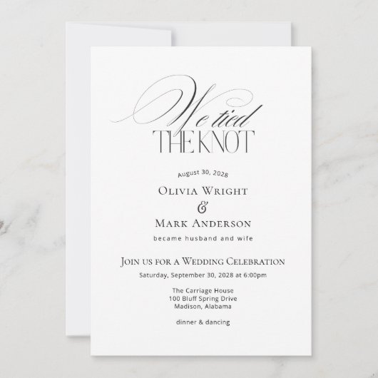 We tied the Knot with Photo Wedding Reception Einladung (Vorderseite)