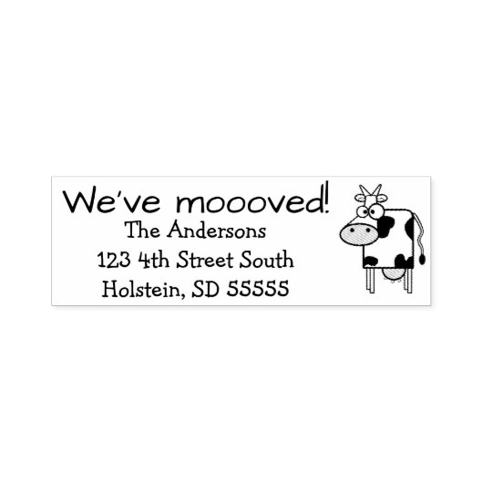 "We ve mooved" & Funny Milk Cow neue Adresse Permastempel (Design)