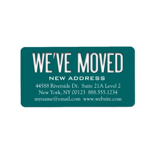 "We ve Moved"-Adressenänderungsmeldungszeichen Adressaufkleber (Vorne)
