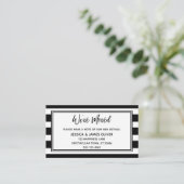 "We ve Moved" Black & White Stripes & Script Visitenkarte (Stehend Vorderseite)