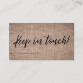 "We ve Moved" Burlap Handwriting Typografy Card Visitenkarte (Rückseite)