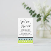 "We ve Moved" Card in Limon, blau und dunkelgrau Visitenkarte (Stehend Vorderseite)