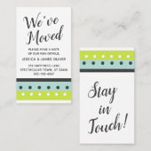 "We ve Moved" Card in Limon, blau und dunkelgrau Visitenkarte (Vorne/Hinten)