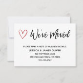 "We ve Moved" Handwriting Card mit Red Heart Ankündigung (Vorderseite)