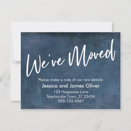 "We ve Moved" Typografy Grunge Navy Ankündigung (Vorderseite)