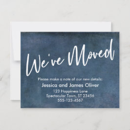 "We ve Moved" Typografy Grunge Navy Ankündigung