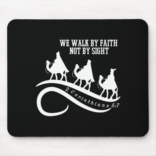 We Walk By Faith Not By Sight Christian Christmas Mousepad (Vorne)