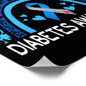 We Wear Blue For Diabetes Awareness Leopard Rainbo Poster (Ecke)