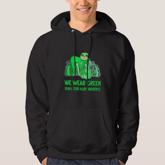 We Wear Green Spinal Cord Injury Awareness Sloth Hoodie (Vorderseite)