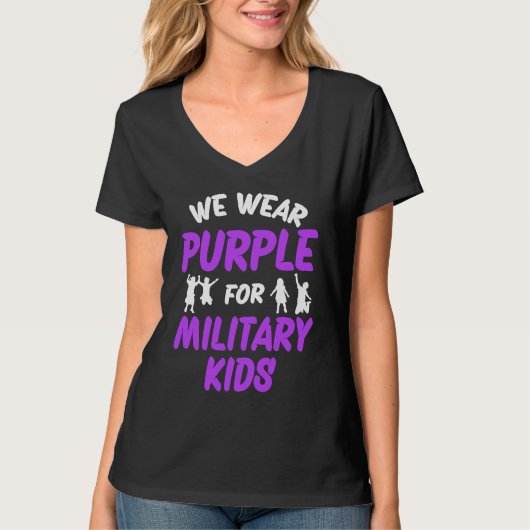 We Wear Purple For Military Kids T-Shirt (Vorderseite)