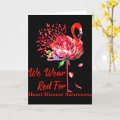 We Wear Red For Heart Disease Awareness Flamingo  Karte (Gelbe Blume)