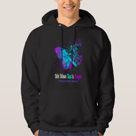 We Wear Teal And Purple Rheumatoid Arthritis Aware Hoodie (Vorderseite)