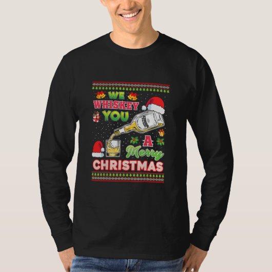 We Whiskey You A Merry Christmas Wish Pajama T-Shirt (Vorderseite)