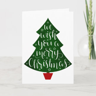 We Wish you a Merry Christmas Calligraphy Tree Feiertagskarte