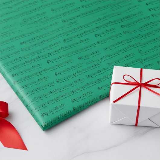 We Wish You a Merry Christmas Music in Jade Green Geschenkpapier