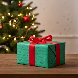 We Wish You a Merry Christmas Music in Jade Green Geschenkpapier
