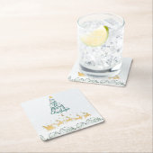 We Wish you a Merry Christmas Typography Tree Rechteckiger Pappuntersetzer (Vor Ort)