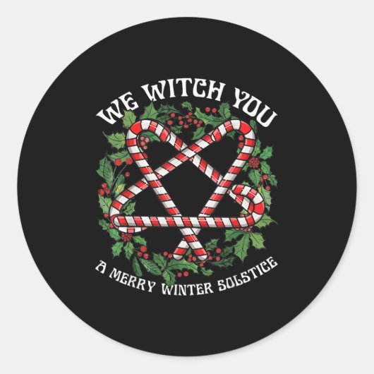 We Witch You A Merry Winter Solstice Wiccan Witchy Runder Aufkleber (Vorderseite)