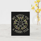We Witch You A Merry Yule Winter Solstice Christma Karte (Gelbe Blume)