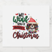 We Woof You a Frohe Weihnachten - Funny Spaniel Hu Schaumweinetikett (Einzelnes Label)