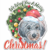 We Woof You Frohe Christmas Gray Poodle Aufkleber (Vorderseite)