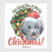 We Woof You Frohe Christmas Gray Poodle Aufkleber (Blatt)