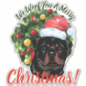 We Woof You Frohe Christmas Rottweiler Aufkleber (Vorderseite)