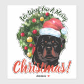 We Woof You Frohe Christmas Rottweiler Aufkleber (Blatt)