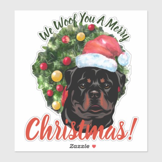 We Woof You Frohe Christmas Rottweiler Aufkleber (Blatt)