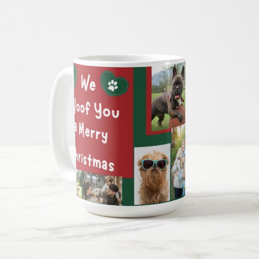 We Woof You Frohe Weihnachten Familie Haustiere Fo Kaffeetasse (Vorderseite Links)