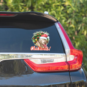 We Woof You Frohe Weihnachten Funny Weimaraner Aufkleber
