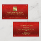 Wealth Advisor, Goldene Typenschild, rotes Lederlo Visitenkarte (Vorne/Hinten)