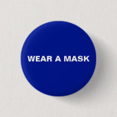 Wear a mask, Kobalt blue white minimalist button (Vorderseite)