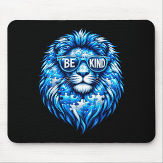 Wear Blue Autism Awareness Puzzle Lion Be Kind Men Mousepad
