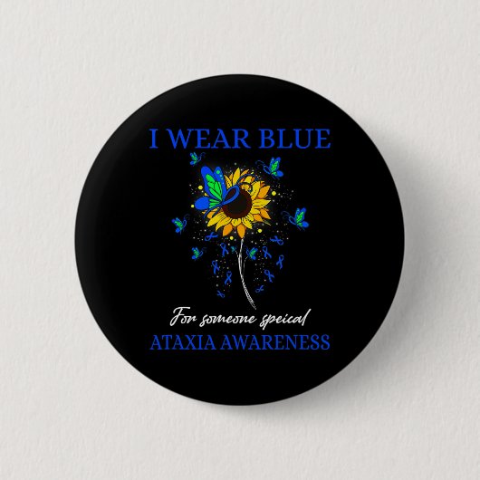 Wear Blue for Ataxixie Awareness Sonnenblume Button (Vorderseite)