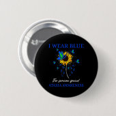 Wear Blue for Ataxixie Awareness Sonnenblume Button (Vorne & Hinten)