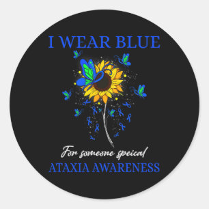 Wear Blue for Ataxixie Awareness Sonnenblume Runder Aufkleber