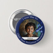 Wear Blue for Child Abuse Prevention Awareness Button (Vorne & Hinten)