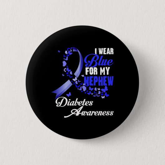 Wear Blue For My Nephew T1d Diabetes Awareness Blu Button (Vorderseite)