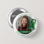 Wear Green for Brain Injury Awareness Photo Button (Vorne & Hinten)