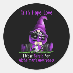 Wear Lila für Alzheimerheimer Awareness Gnome Fa Runder Aufkleber