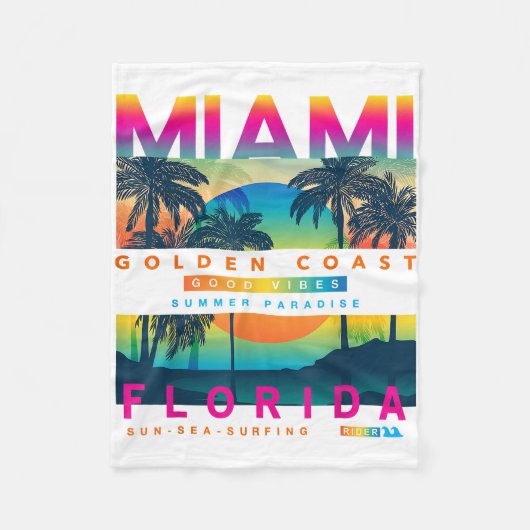 Wear Miami Florida T Shirts Miami farbenfroher Son Fleecedecke (Vorderseite)