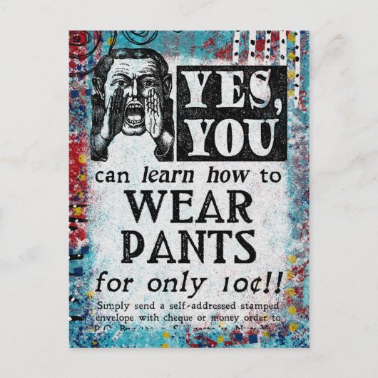 Wear Pants - Funny Vintage Ad Postkarte (Vorderseite)