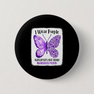 Wear purple alzheimer's and brain awareness month button