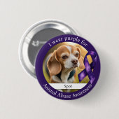 Wear Purple for Animal Abuse Awareness Photo Button (Vorne & Hinten)