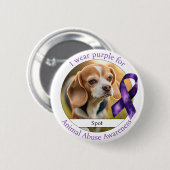 Wear Purple for Animal Abuse Awareness Photo Button (Vorne & Hinten)