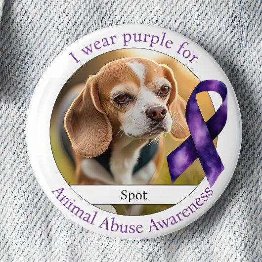 Wear Purple for Animal Abuse Awareness Photo Button