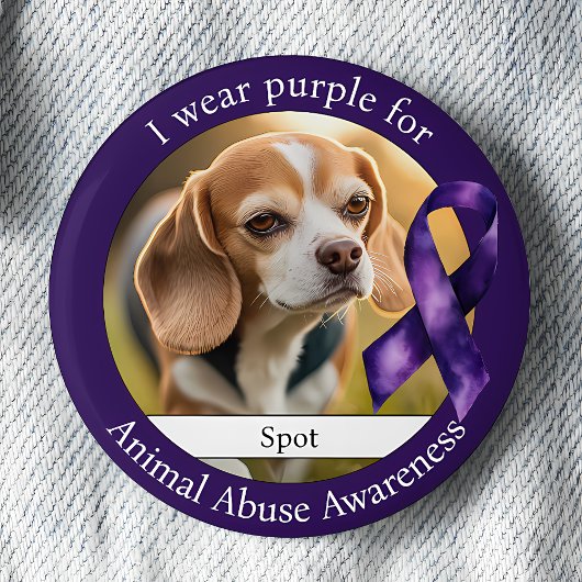 Wear Purple for Animal Abuse Awareness Photo Button