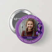 Wear Purple for Cystic Fibrosis Awareness Photo Button (Vorne & Hinten)