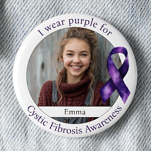 Wear Purple for Cystic Fibrosis Awareness Photo Button
